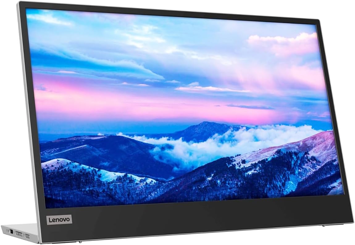 Lenovo L15 Portable Monitor, 15.6” Display, Full HD Resolution, IPS Panel, 250 nits Brightness, 60Hz Refresh Rate, USB-C Ports, Height-Adjustable Stand, Flicker-Free Technology