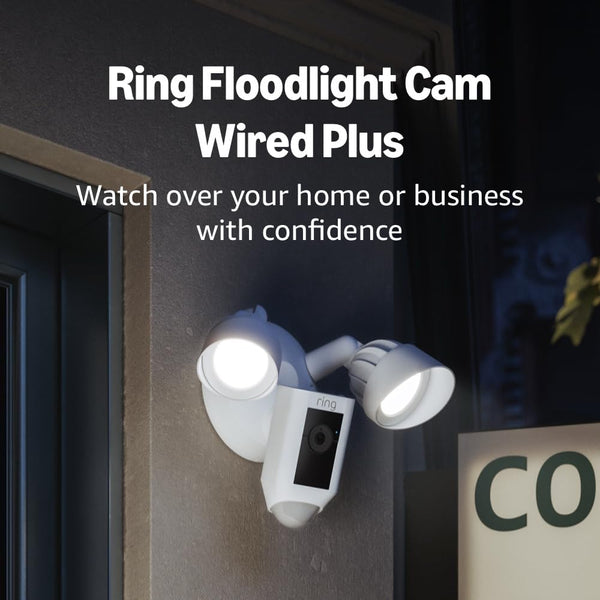 Ring Floodlight Cam Wired Plus — Outdoor home or business security with motion-activated 1080p HD video and floodlights, (2021 release)