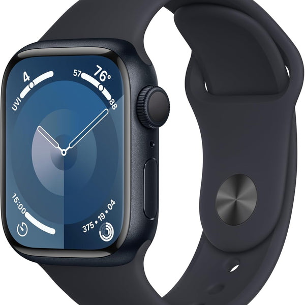 Apple Watch Series 9 [GPS 41mm] Smartwatch with Midnight Aluminum Case with Midnight Sport Band S/M. Fitness Tracker, ECG Apps, Always-On Retina Display, Water Resistant