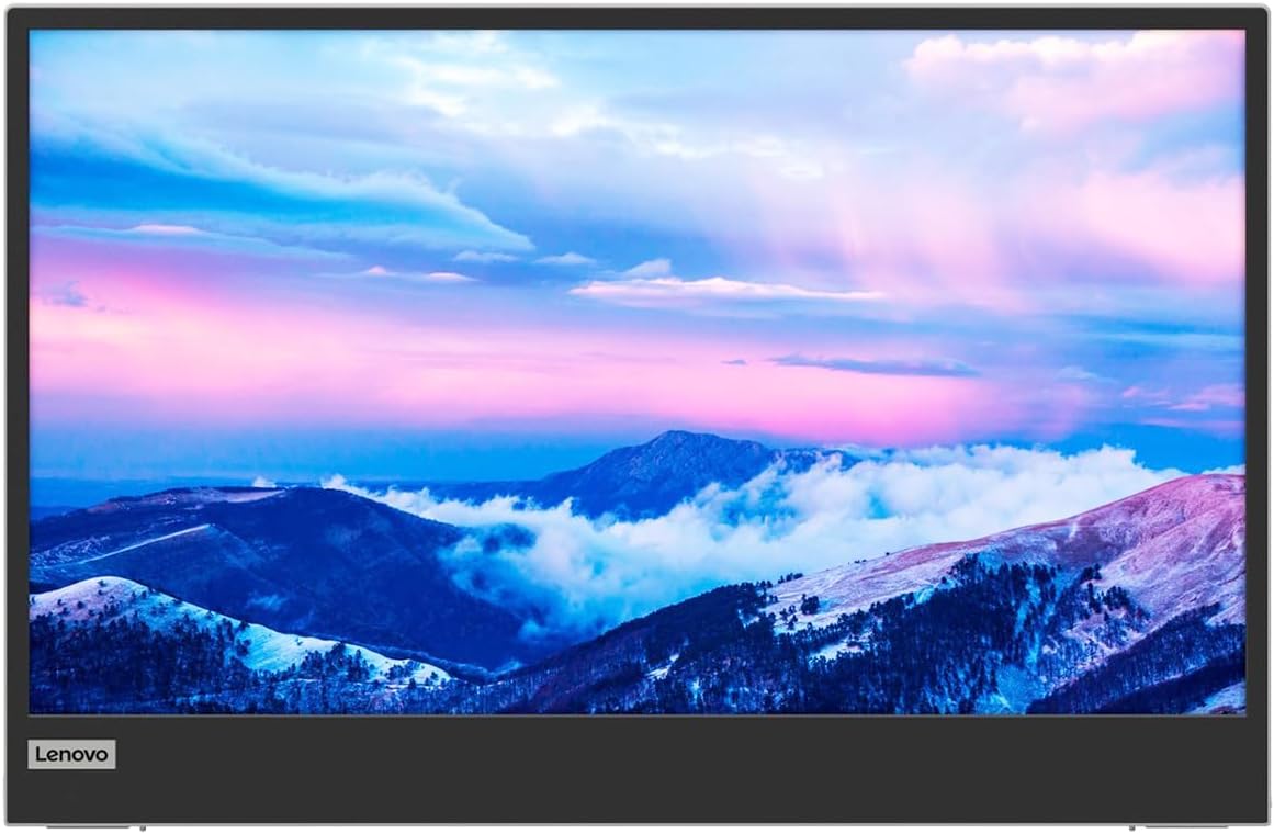 Lenovo L15 Portable Monitor, 15.6” Display, Full HD Resolution, IPS Panel, 250 nits Brightness, 60Hz Refresh Rate, USB-C Ports, Height-Adjustable Stand, Flicker-Free Technology