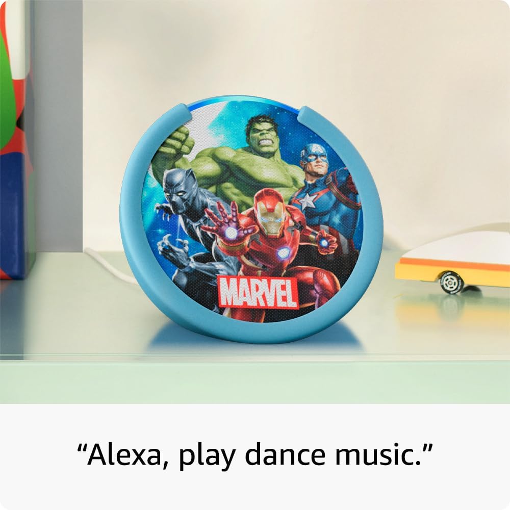 Amazon Echo Pop Kids (newest model), Designed for kids, with parental controls, Includes 6 months of Amazon Kids+