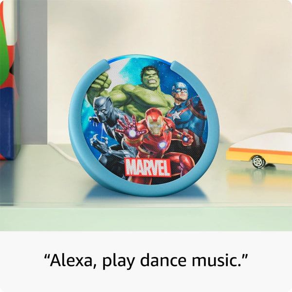 Amazon Echo Pop Kids (newest model), Designed for kids, with parental controls, Includes 6 months of Amazon Kids+