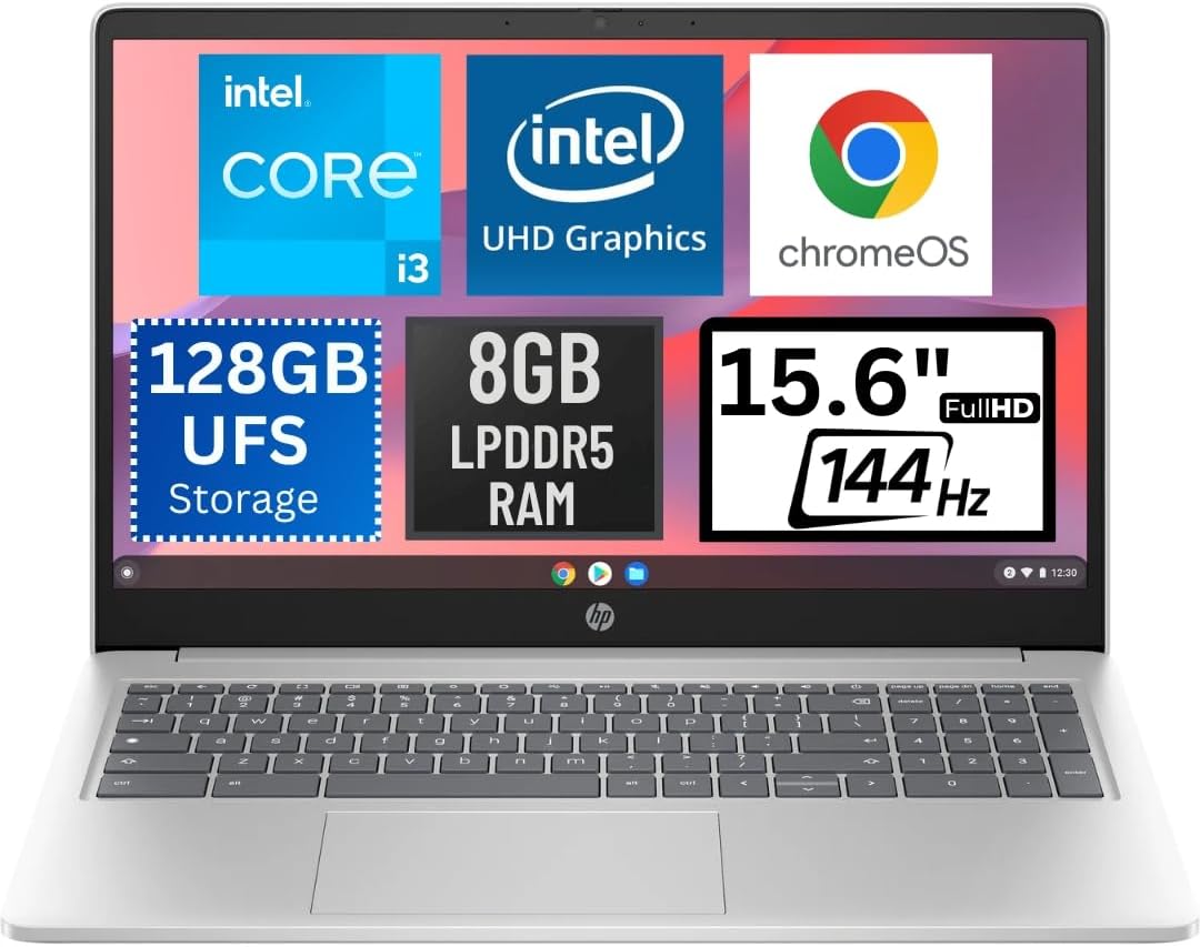 HP Chromebook 15A-NB0003 Core™ i3-N305 128GB UFS 8GB (1920x1080) Chrome OS MINERAL SILVER CA FRENCH/ENGLISH Bilingual Keyboard