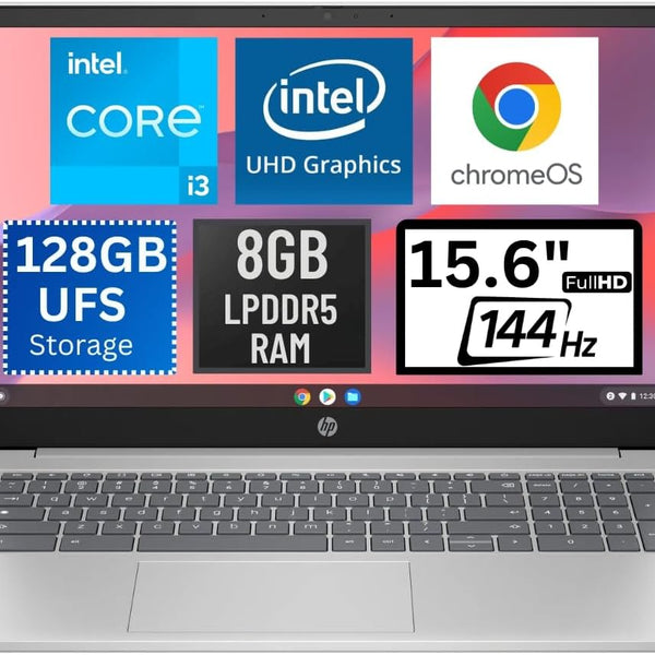 HP Chromebook 15A-NB0003 Core™ i3-N305 128GB UFS 8GB (1920x1080) Chrome OS MINERAL SILVER CA FRENCH/ENGLISH Bilingual Keyboard