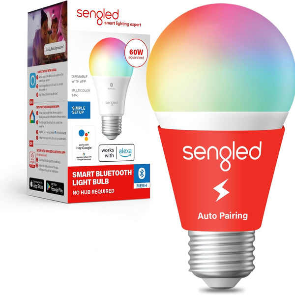 Sengled Smart Light Bulbs, Color Changing Alexa/Bluetooth Mesh, Dimmable LED Bulb A19 E26 Multicolor, High CRI, High Brightness, 8.7W 800LM,