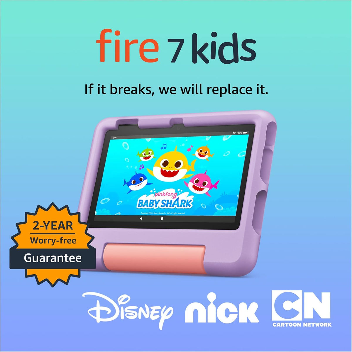 Amazon Fire 7 Kids tablet (newest model) ages 3-7. Top-selling 7" kids tablet on Amazon. Includes ad-free and exclusive content, easy parental controls, 10-hr battery, 32 GB
