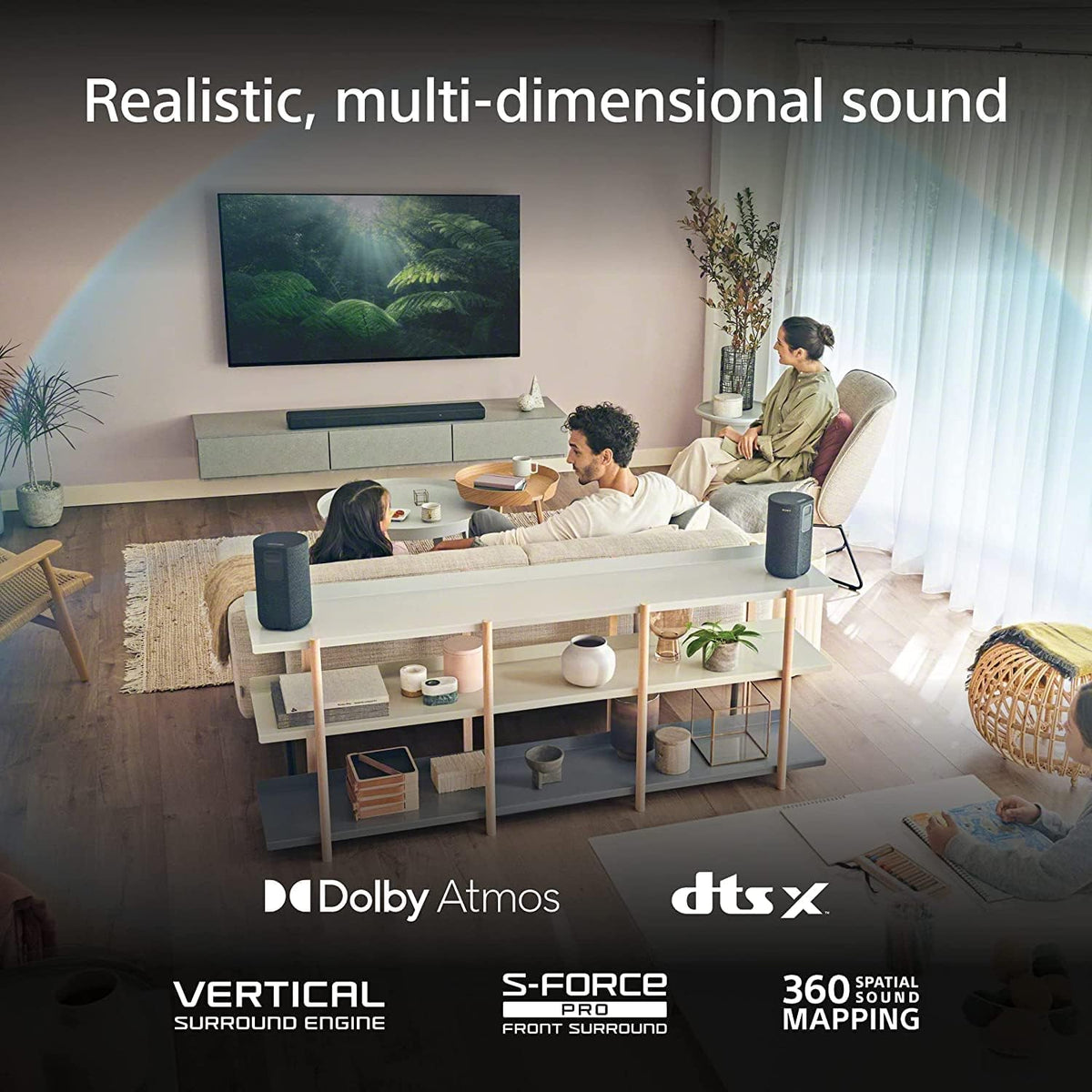 Sony HT-A3000 3.1ch Dolby Atmos TV Sound Bar with DTS:X, 360 Spatial Sound Mapping, Dual Subwoofers, Wi-Fi, Bluetooth, Airplay 2