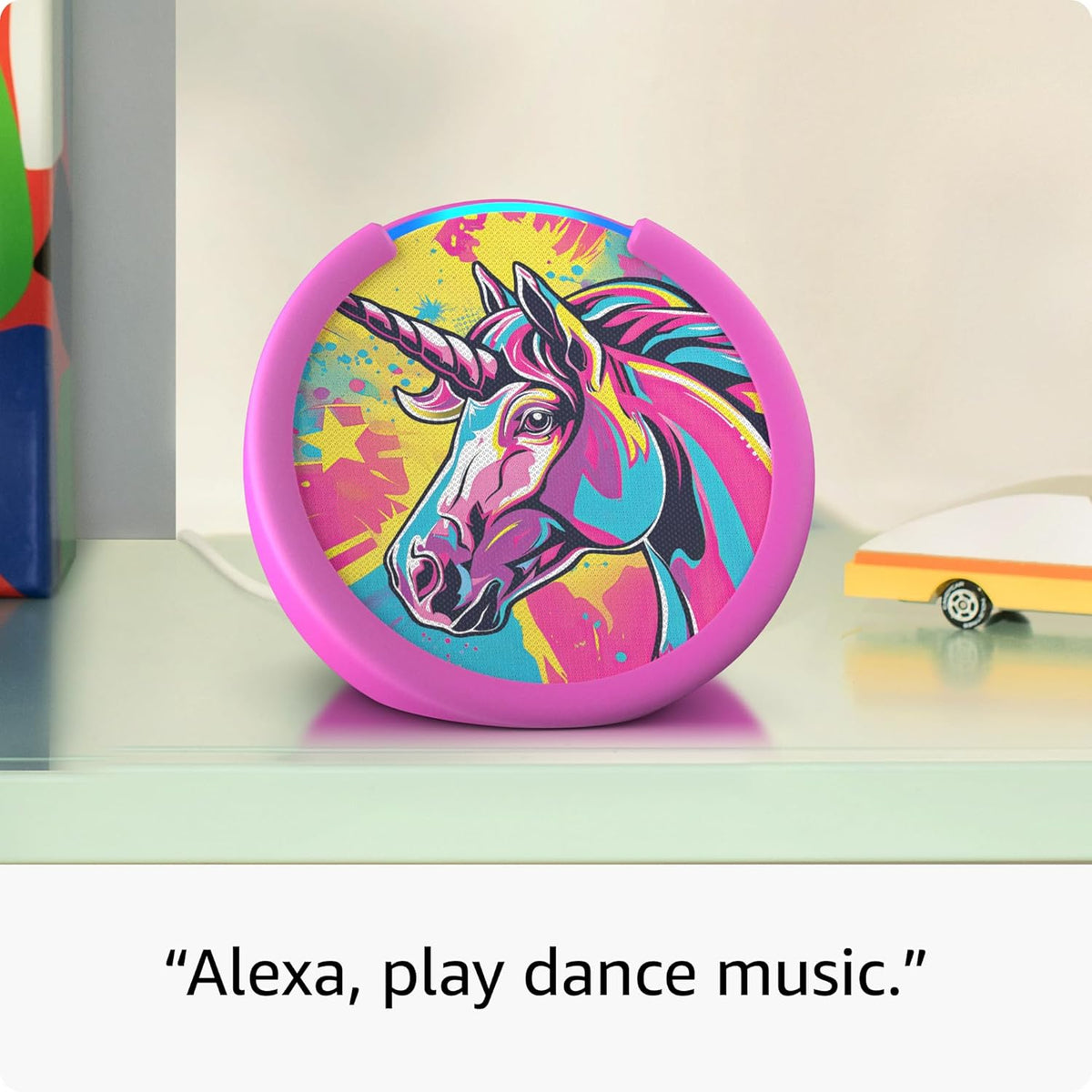 Amazon Echo Pop Kids (newest model), Designed for kids, with parental controls, Includes 6 months of Amazon Kids+