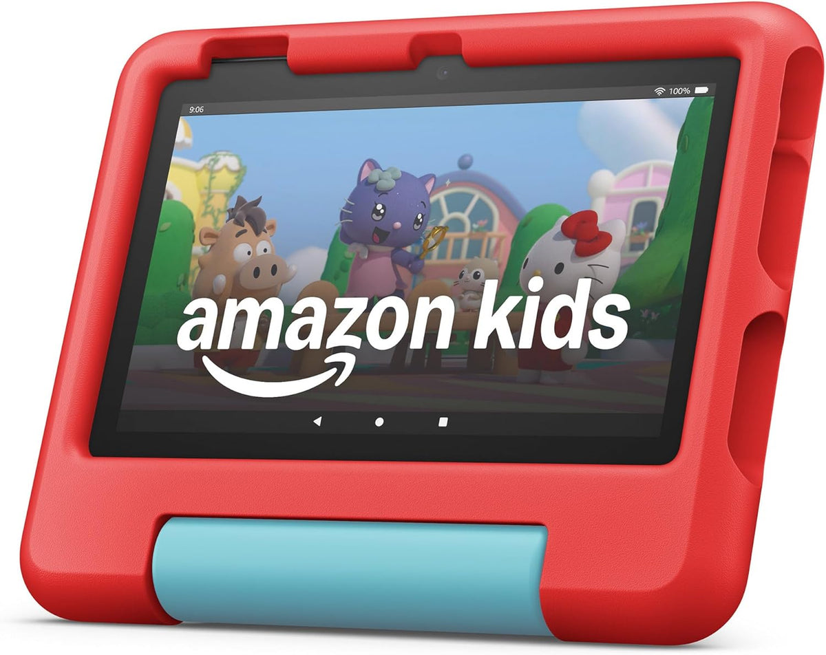 Amazon Fire 7 Kids tablet, ages 3-7. Top-selling 7" kids tablet on Amazon. Includes ad-free and exclusive content, easy parental controls, 10-hr battery, 16 GB