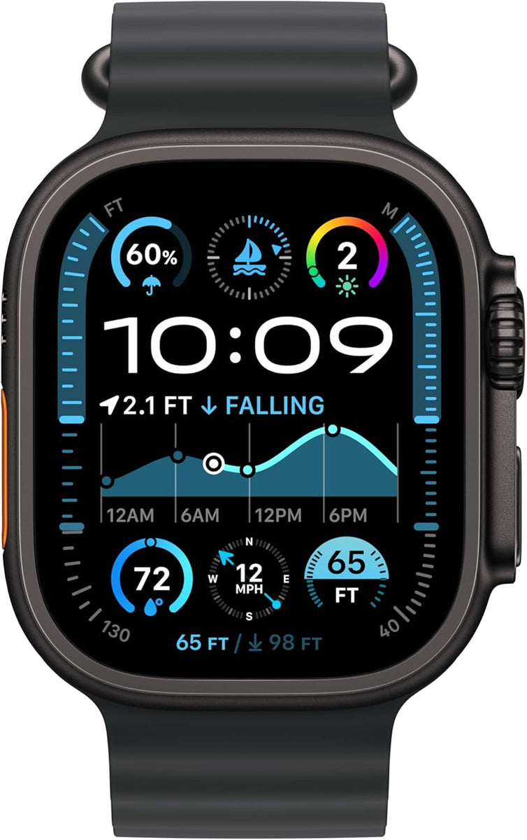 Apple Watch Ultra 2 [GPS + Cellular 49mm] Smartwatch with Rugged Titanium Case & Blue/Black Trail Loop M/L. Fitness Tracker, Precision GPS, Action Button, Extra-Long Battery Life