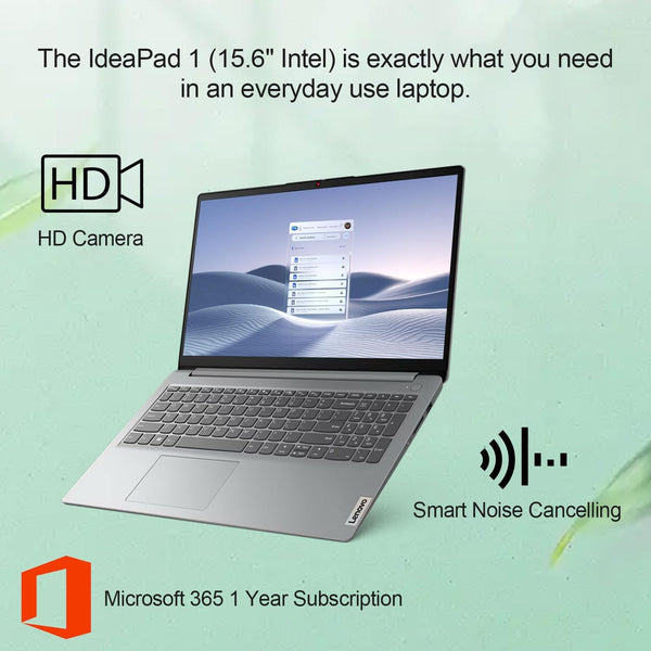 Lenovo IdeaPad 2025 Student Laptop, 15.6" FHD Display, Intel 4-Core CPU, 12GB RAM, 256GB SSD, Wi-Fi 6, Webcam, Windows 11, 1-Year ADP + Office 365 with 1TB Cloud, School & Home Use, w/Cooler Bundle