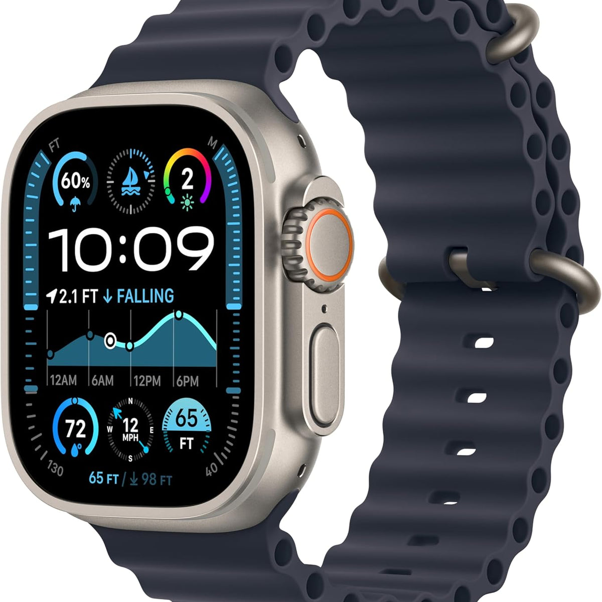 Apple Watch Ultra 2 [GPS + Cellular 49mm] Smartwatch with Rugged Titanium Case & Blue/Black Trail Loop M/L. Fitness Tracker, Precision GPS, Action Button, Extra-Long Battery Life