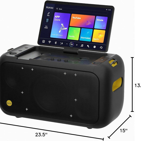 Ikarao Karaoke Machine for Adults, with Lyrics Display Built-in 13.3" Screen, Truly All in One Karaoke Machine with 2 Wireless Microphone (Hidden & Self Charging), 460W Bluetooth Speaker for Party, TV