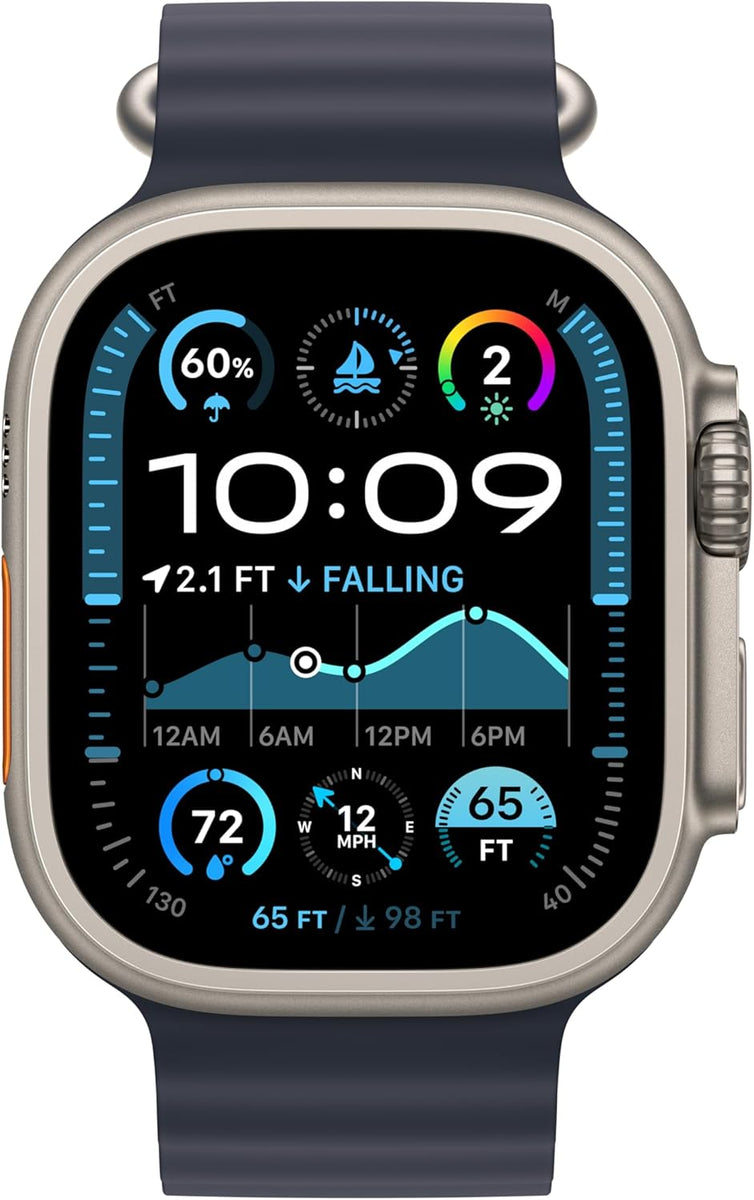 Apple Watch Ultra 2 [GPS + Cellular 49mm] Smartwatch with Rugged Titanium Case & Blue/Black Trail Loop M/L. Fitness Tracker, Precision GPS, Action Button, Extra-Long Battery Life