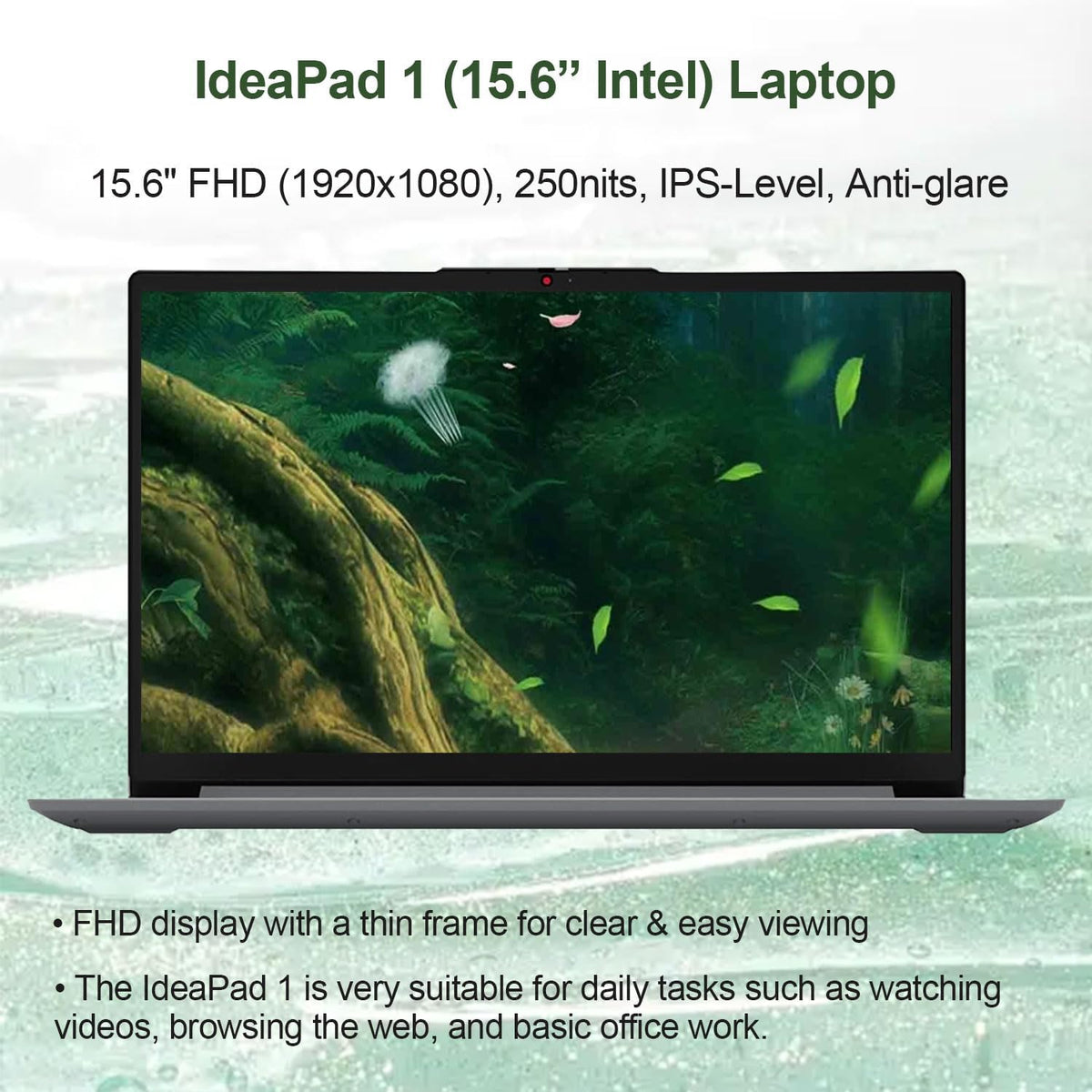Lenovo IdeaPad 2025 Student Laptop, 15.6" FHD Display, Intel 4-Core CPU, 12GB RAM, 256GB SSD, Wi-Fi 6, Webcam, Windows 11, 1-Year ADP + Office 365 with 1TB Cloud, School & Home Use, w/Cooler Bundle