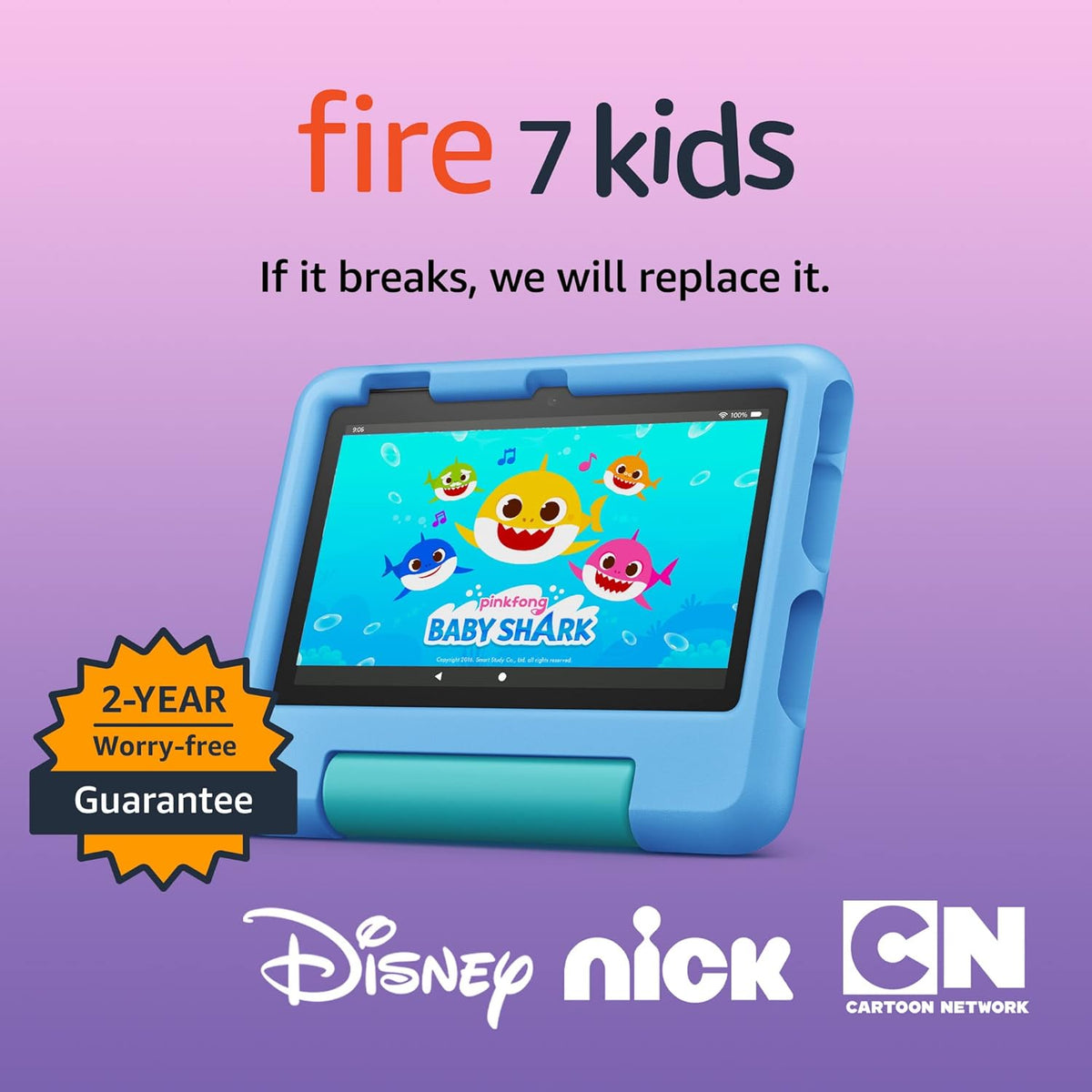 Amazon Fire 7 Kids tablet (newest model) ages 3-7. Top-selling 7" kids tablet on Amazon. Includes 6 months of ad-free and exclusive content, easy parental controls, 10-hr battery, 16 GB