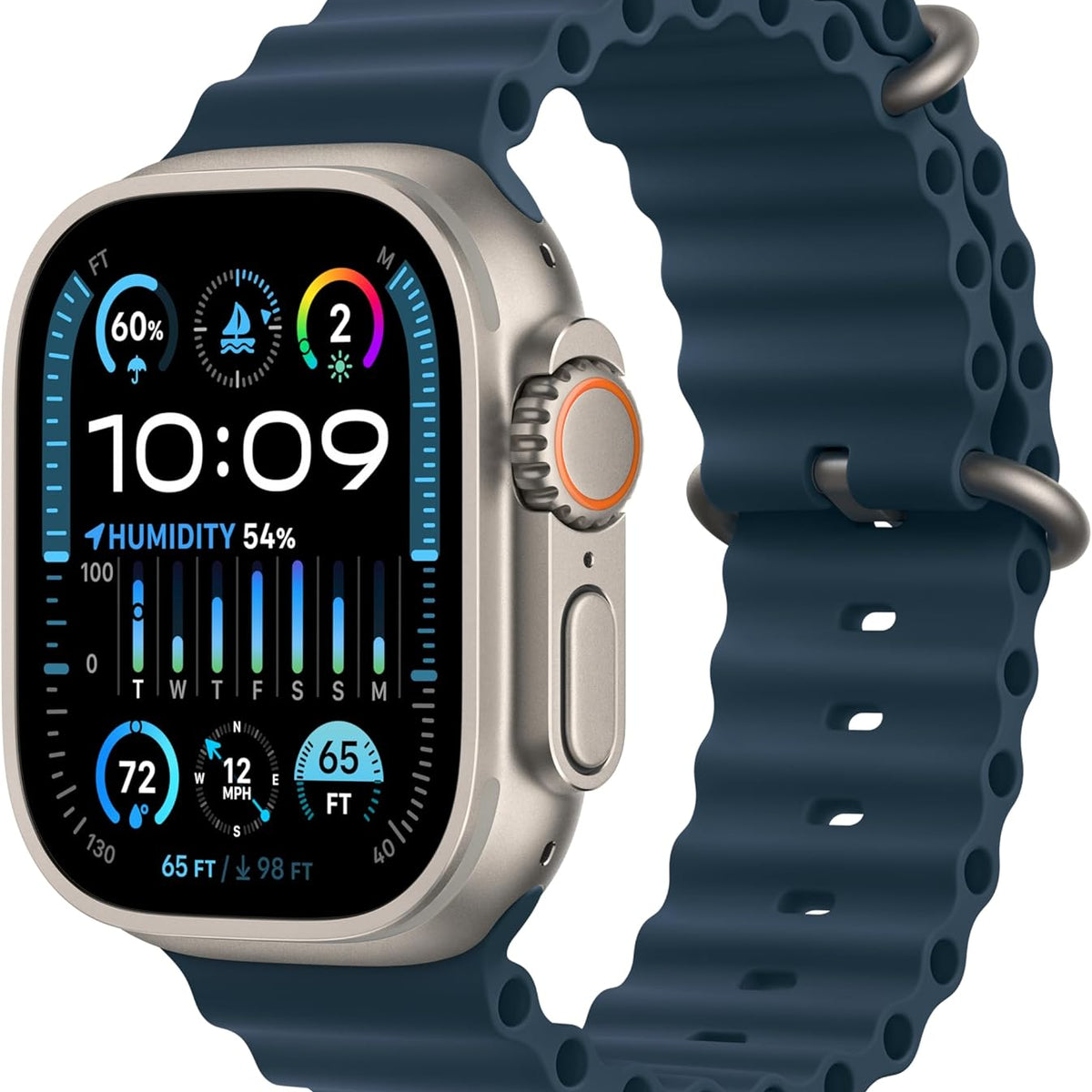 Apple Watch Ultra 2 [GPS + Cellular 49mm] Smartwatch with Rugged Titanium Case & Blue/Black Trail Loop M/L. Fitness Tracker, Precision GPS, Action Button, Extra-Long Battery Life
