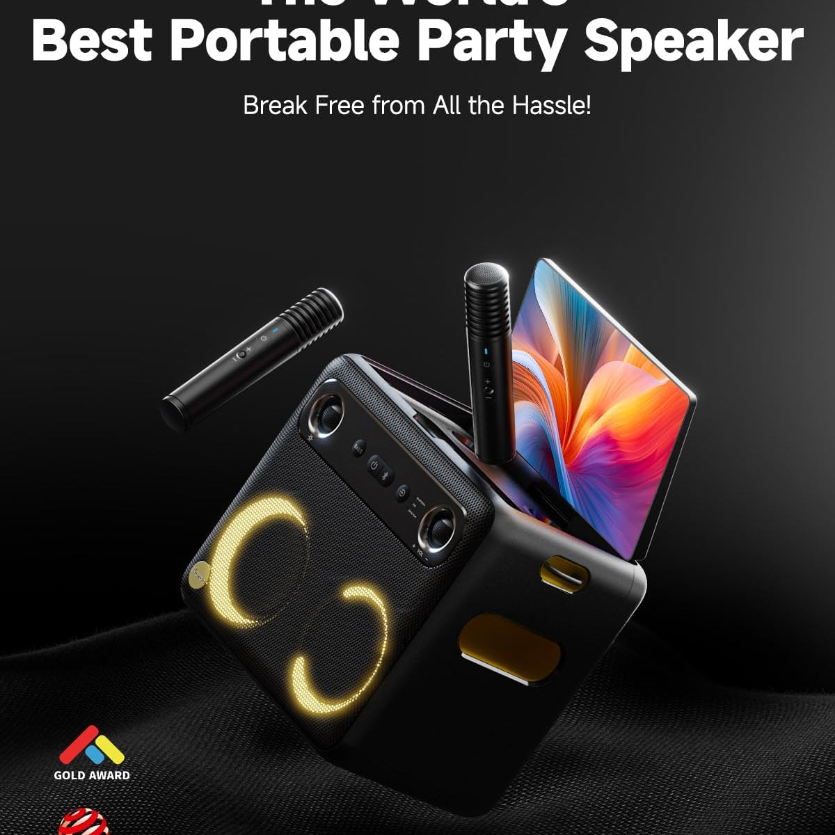 Ikarao Karaoke Machine for Adults, with Lyrics Display Built-in 13.3" Screen, Truly All in One Karaoke Machine with 2 Wireless Microphone (Hidden & Self Charging), 460W Bluetooth Speaker for Party, TV