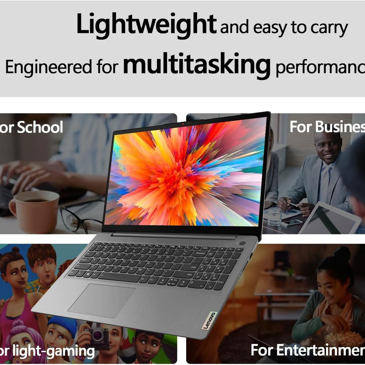 Lenovo IdeaPad 2025 Student Laptop, 15.6" FHD Display, Intel 4-Core CPU, 12GB RAM, 256GB SSD, Wi-Fi 6, Webcam, Windows 11, 1-Year ADP + Office 365 with 1TB Cloud, School & Home Use, w/Cooler Bundle