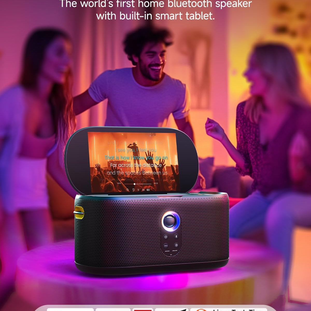 Ikarao Karaoke Machine for Adults, with Lyrics Display Built-in 13.3" Screen, Truly All in One Karaoke Machine with 2 Wireless Microphone (Hidden & Self Charging), 460W Bluetooth Speaker for Party, TV