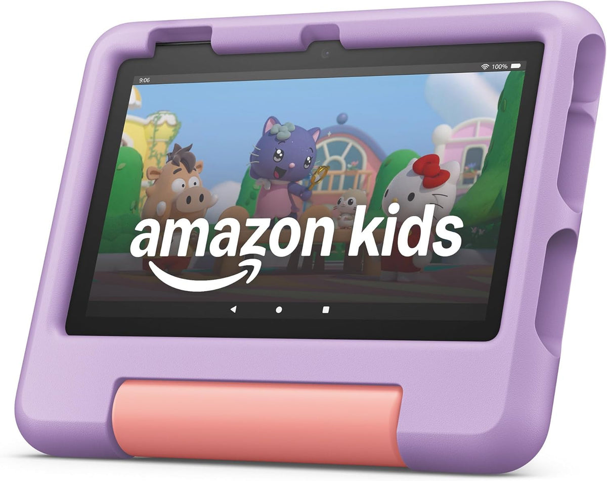 Amazon Fire 7 Kids tablet (newest model) ages 3-7. Top-selling 7" kids tablet on Amazon. Includes ad-free and exclusive content, easy parental controls, 10-hr battery, 16 GB
