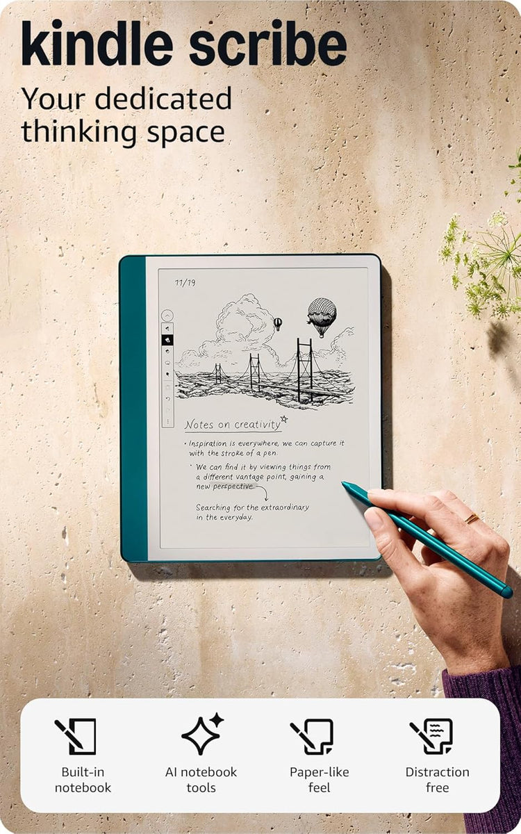 Amazon Kindle Scribe (32GB) - Your notes, documents and books, all in one place. With built-in AI notebook summarization. Includes Premium Pen