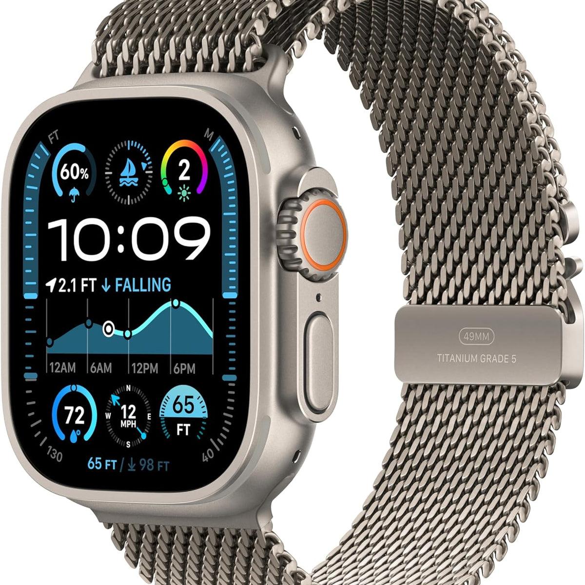 Apple Watch Ultra 2 [GPS + Cellular 49mm] Smartwatch with Rugged Titanium Case & Blue/Black Trail Loop M/L. Fitness Tracker, Precision GPS, Action Button, Extra-Long Battery Life
