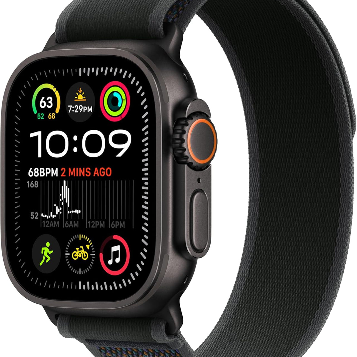 Apple Watch Ultra 2 [GPS + Cellular 49mm] Smartwatch with Rugged Titanium Case & Blue/Black Trail Loop M/L. Fitness Tracker, Precision GPS, Action Button, Extra-Long Battery Life