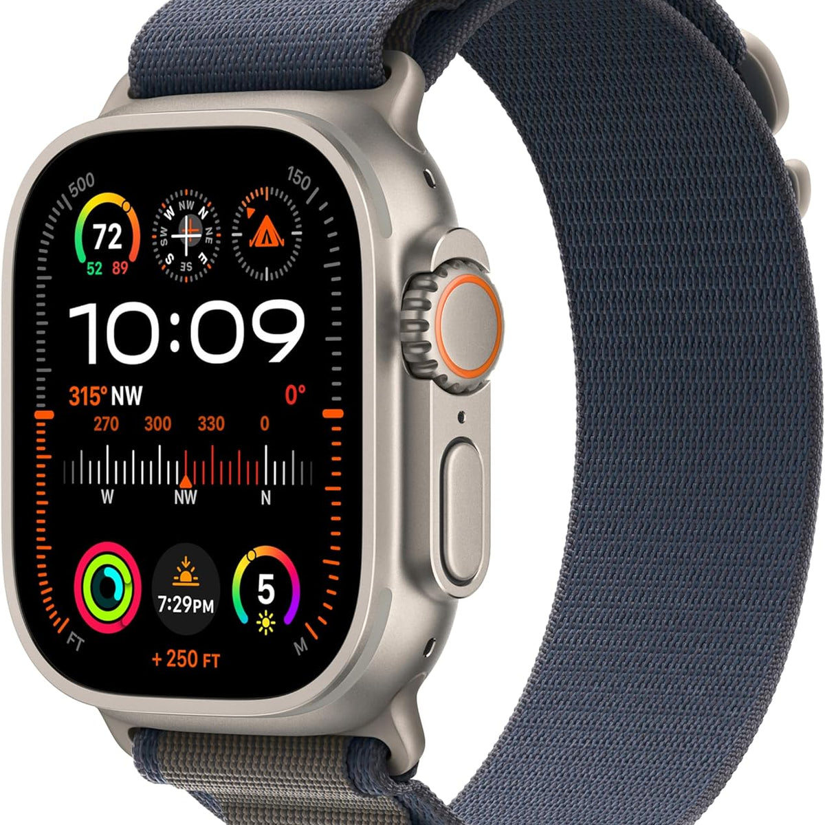 Apple Watch Ultra 2 [GPS + Cellular 49mm] Smartwatch with Rugged Titanium Case & Blue/Black Trail Loop M/L. Fitness Tracker, Precision GPS, Action Button, Extra-Long Battery Life