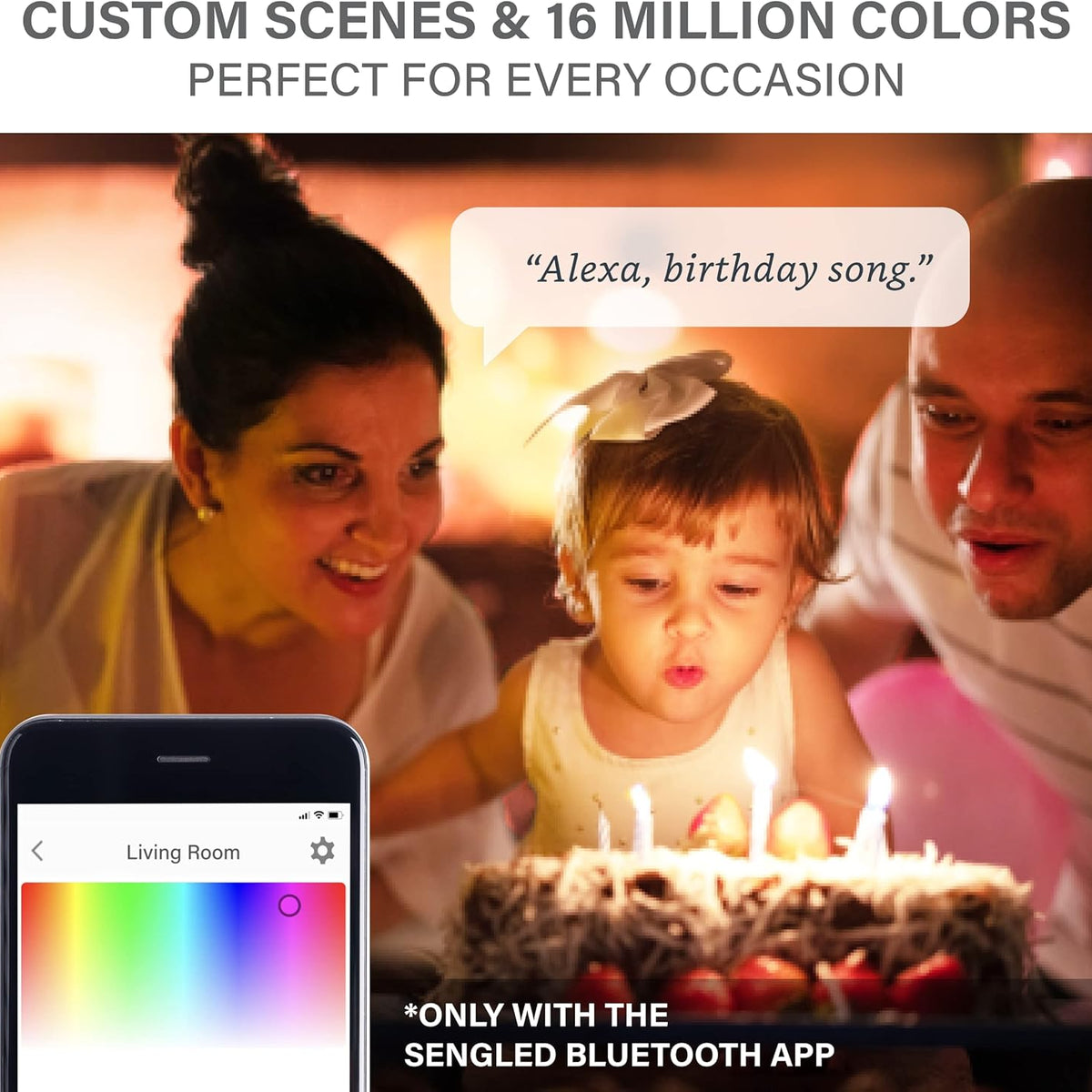 Sengled Smart Light Bulbs, Color Changing Alexa/Bluetooth Mesh, Dimmable LED Bulb A19 E26 Multicolor, High CRI, High Brightness, 8.7W 800LM,