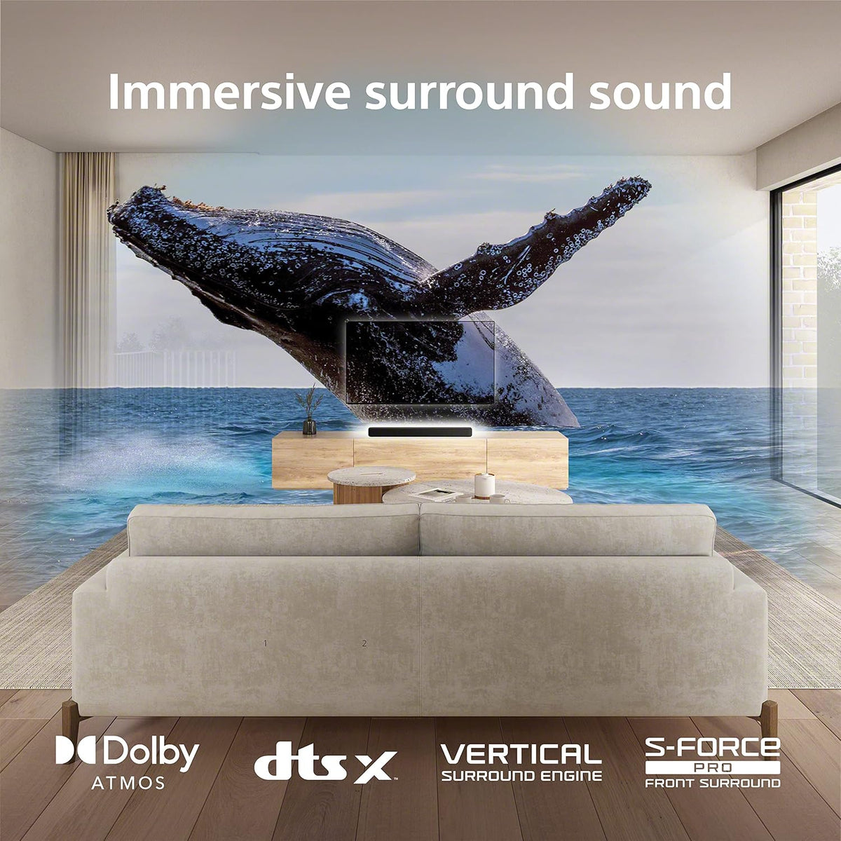 Sony HT-A3000 3.1ch Dolby Atmos TV Sound Bar with DTS:X, 360 Spatial Sound Mapping, Dual Subwoofers, Wi-Fi, Bluetooth, Airplay 2